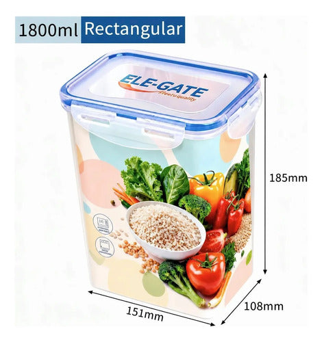 Contenedor Rectangular Transparente De 1800 Ml Con Tapa