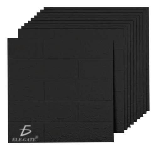 Paneles Xpe Autoadhesivos 10 Pzs Ladrillo Negro 35 X 38.5 Cm