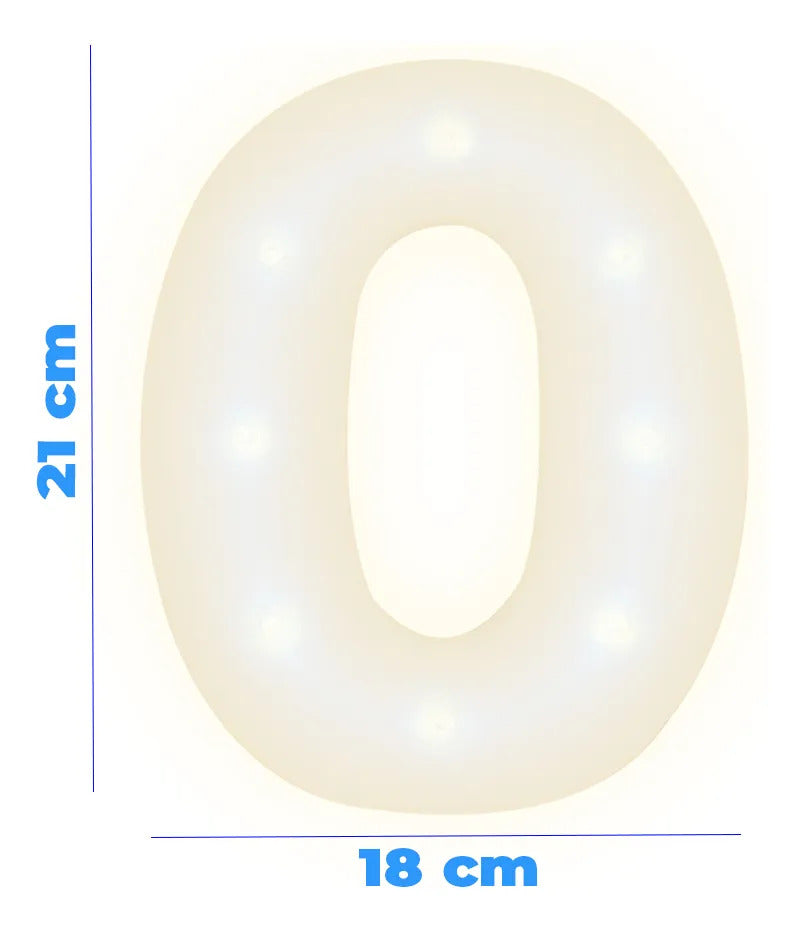 Numero 0 En 3d De Luz Led Luz Cálida
