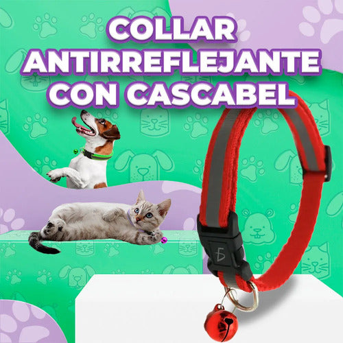 Collar Reflectante Con Campana Para Mascotas Ajustable