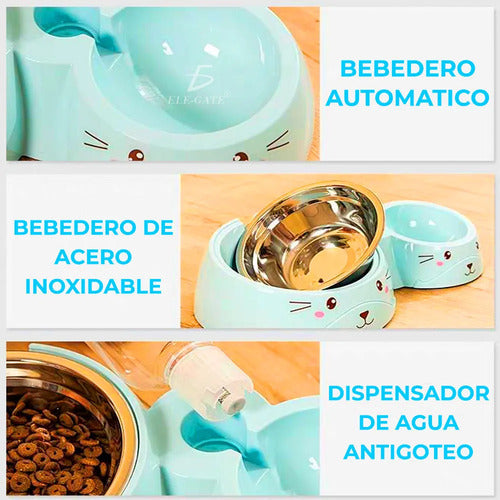 Dispensador Doble Comedero Y Bebedero Para Mascotas