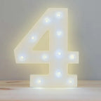 Número 4 luminoso LED 3D de luz cálida