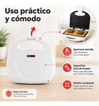 Waflera eléctrica compacta 800W antiadherente desayunos