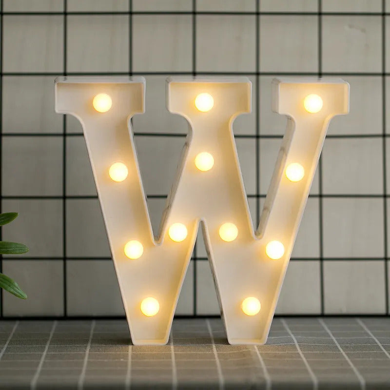 Led Letras W 3d Luces Foco Lampara Decora Abecedario