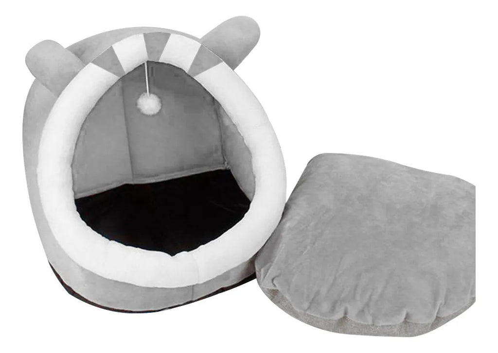 Cama Casa De Mascota Gato En Forma De Iglu Gris