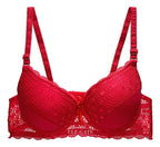 Brasier Con Encaje Trasparente De Espalda Copa Completa Rojo M