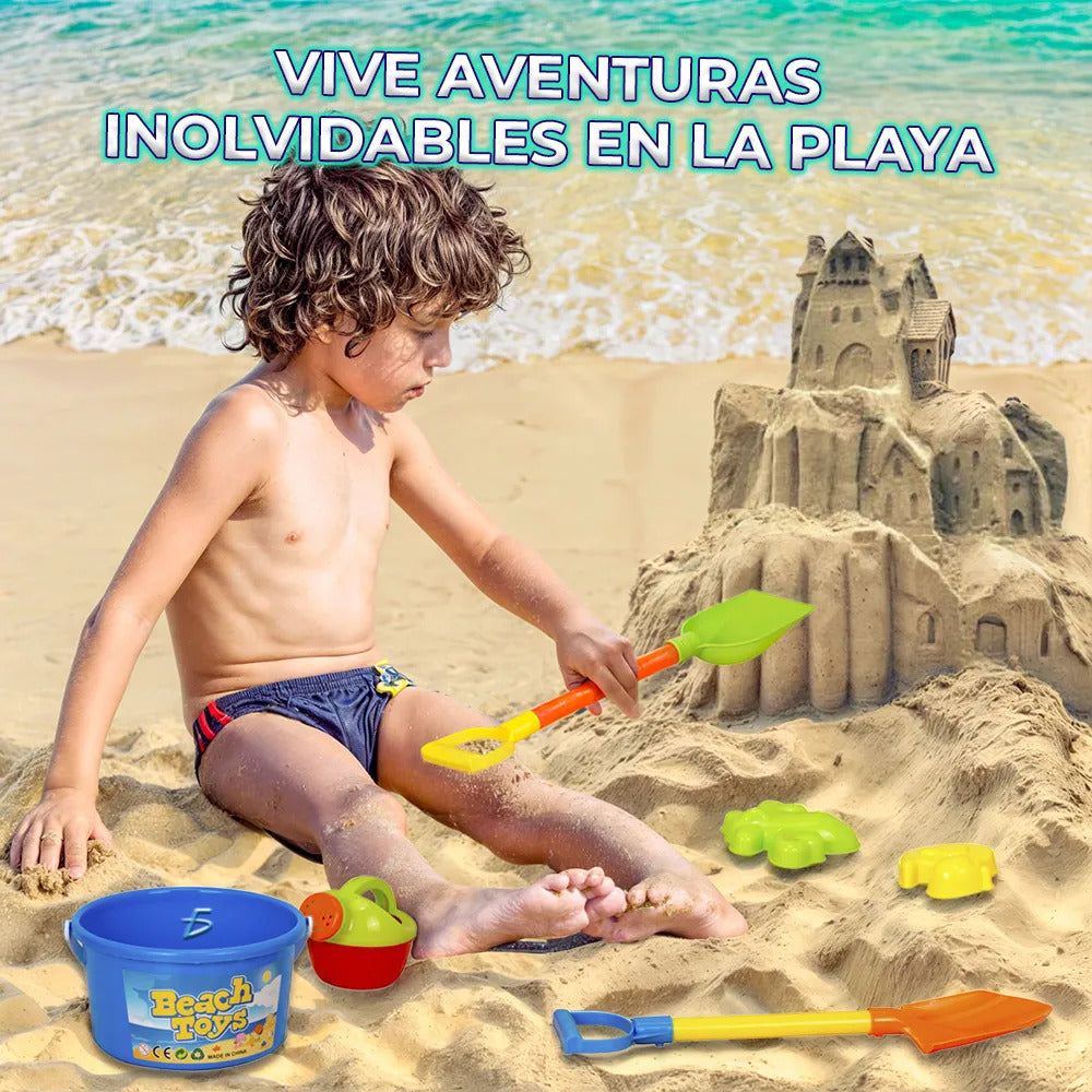Set de juguetes para playa incluye cubeta y regadera