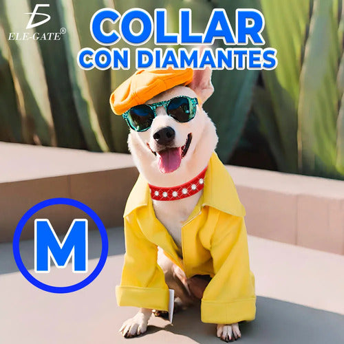 Collar Ajustable Con Diamantes De Imitación Para Mascotas Negro