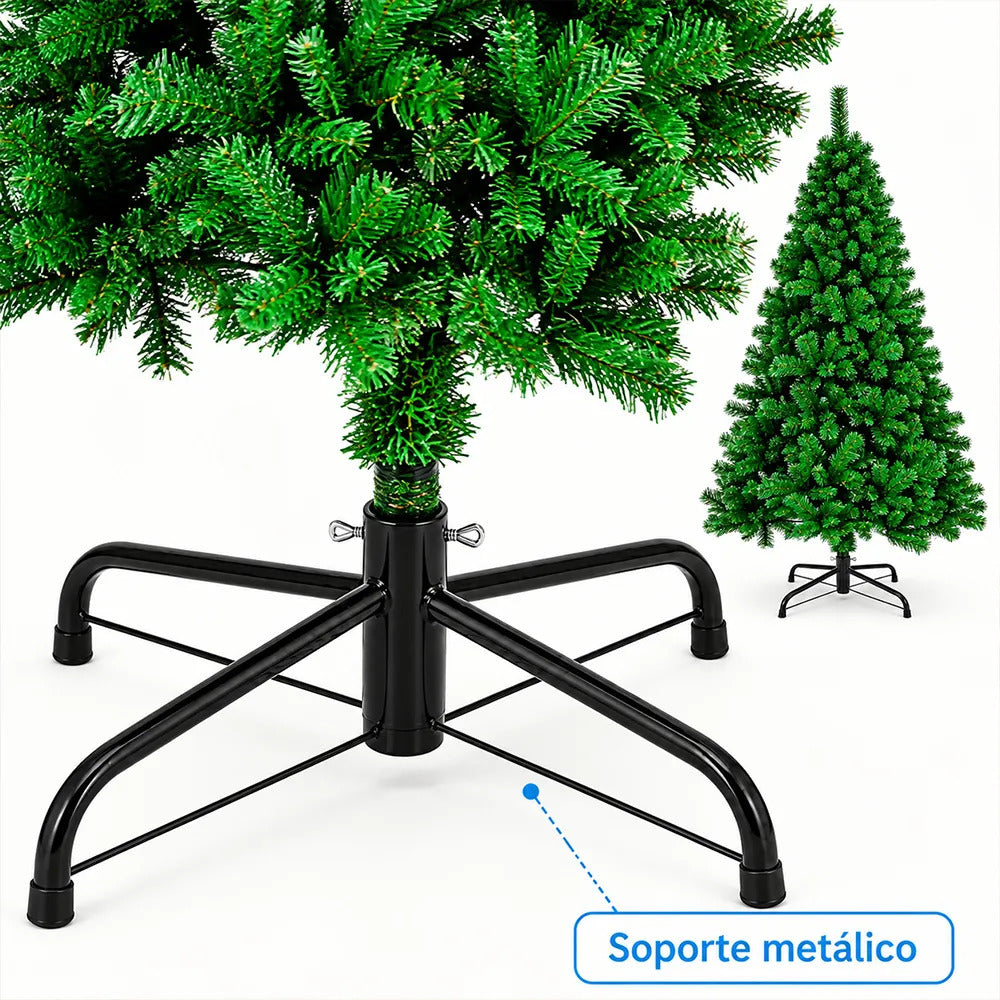 Árbol De Navidad Artificial Verde 180 Cm Con Base Metálica