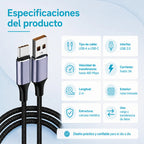 Cable Usb-a A Usb-c De 2m Nylon Trenzado Carga 3a Y