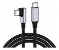 Cable USB-C a USB-C ángulo 90 de 2m carga rápida 100 W negro con conectores metálicos en tono plateado/lila