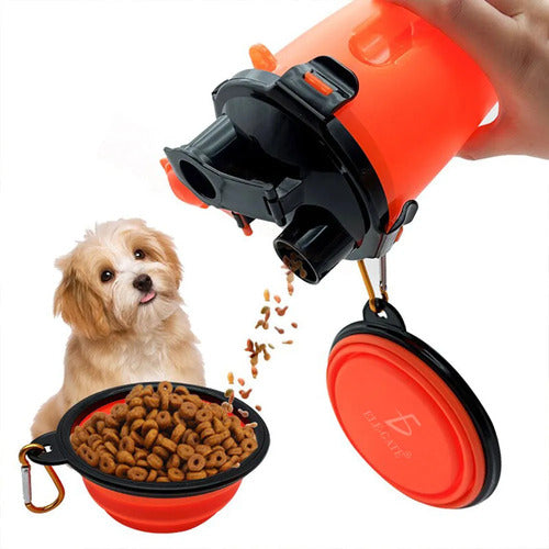 Vaso Viaje Croquetas Y Agua Mascotas Con Tazon Plegable Azul