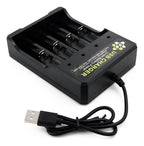 Cargador Usb De 4 Bahías Para Baterías Li-ion 18650 Y 14500