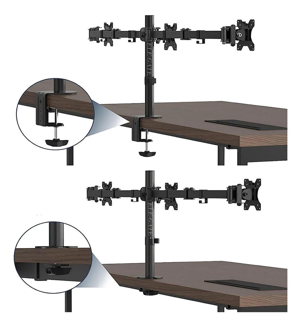 Soporte triple para monitores de 32 pulgadas - ergonomía negro