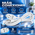 Extensión Eléctrica Para Interiores 2m 3 Toma Corrientes