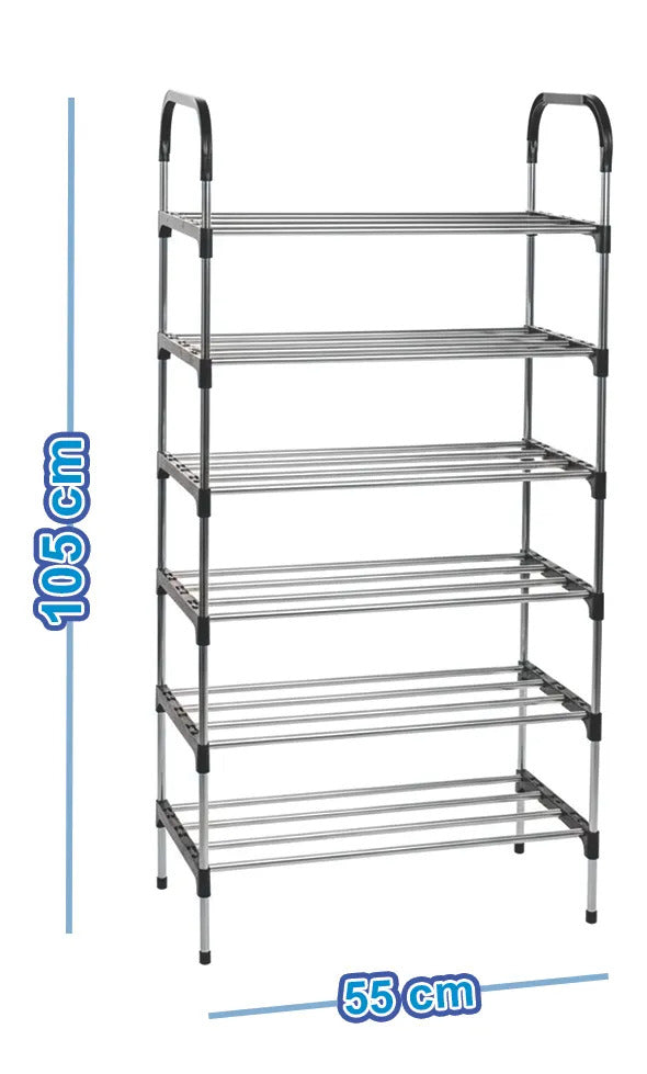 Zapatera Armable De 6 Niveles De Acero Inoxidable