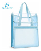 Bolsa Organizadora Transparente Con Asas Y Bolsillo Frontal Verde