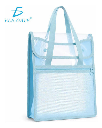 Bolsa Organizadora Transparente Con Asas Y Bolsillo Frontal Verde