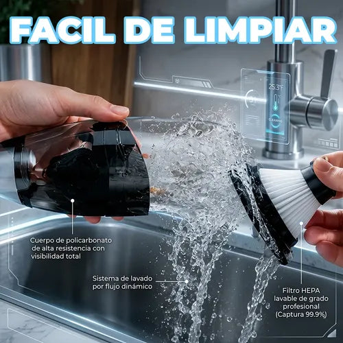 Mini Aspiradora Portátil Recargable Usb 120w Con Filtro Hepa Negro
