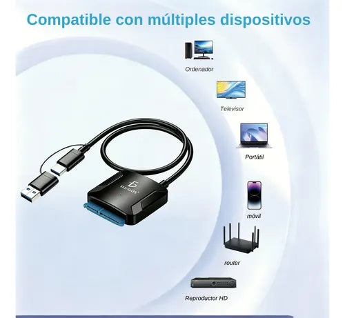 Adaptador Sata A Type C Usb 3.0 Compatible Con Hdd Ssd 2.5