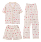 Set De Pijama De 3 Piezas Kawai Fresca Y Ligera Con Estilo Crema Xxl