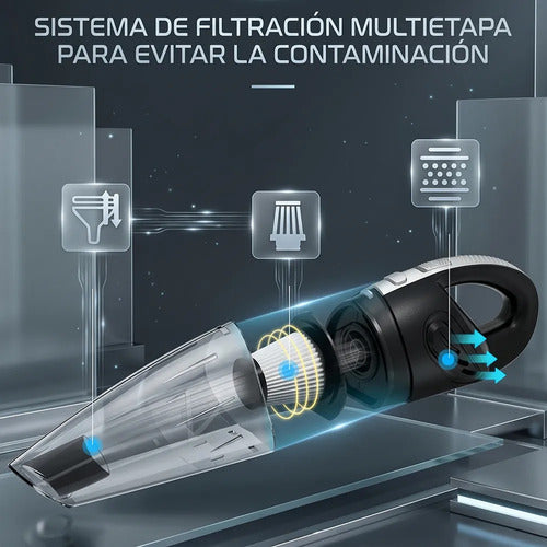 Mini Aspiradora Portátil Recargable Usb 120w Con Filtro Hepa Negro