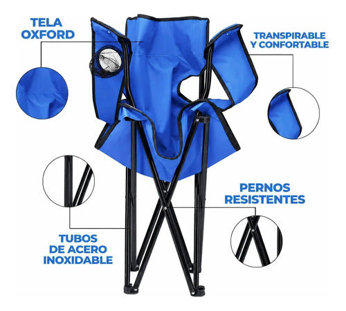 Silla De Descanso Plegable Portátil Para Playa Y Camping Azul
