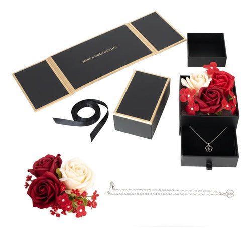 Alajero En Forma De Caja De Regalo Con Rosas Y Cadena