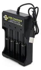 Cargador Usb De 4 Bahías Para Baterías Li-ion 18650 Y 14500