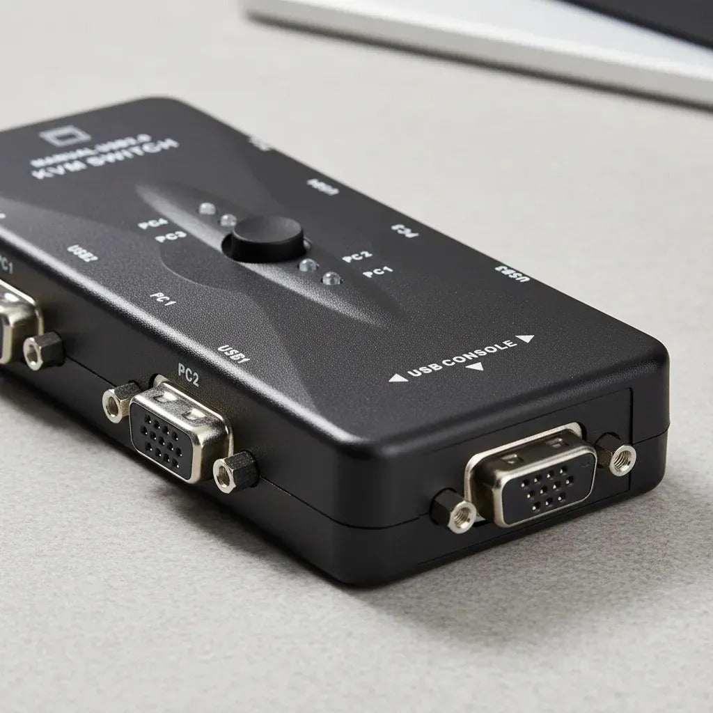 Switch Kvm Vga 4 Puertos Usb Para 4 Pc Resolución 1920x1440