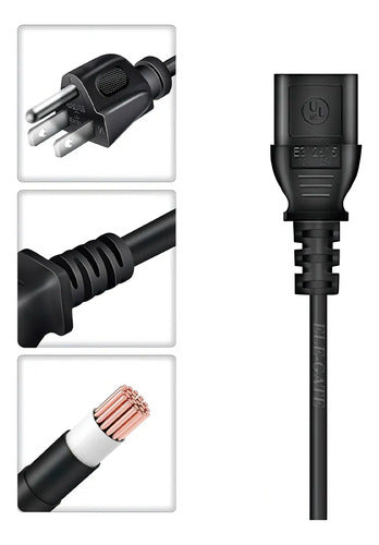 Cable De Alimentación Para Monitor, Cpu, Impresora, Tv Ele-gatewi.62 De 1m De Largo