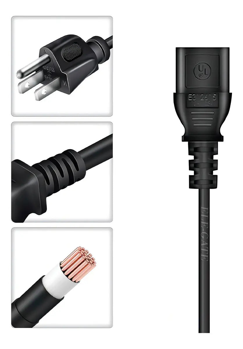 Cable De Alimentación Para Monitor, Cpu, Impresora, Tv Ele-gatewi.62 De 1m De Largo