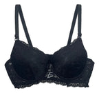 Brasier con encaje bordado push up negro M