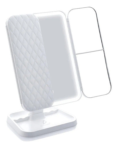 Espejo De Maquillaje Iluminado De Tres Pliegues Luz Led Con