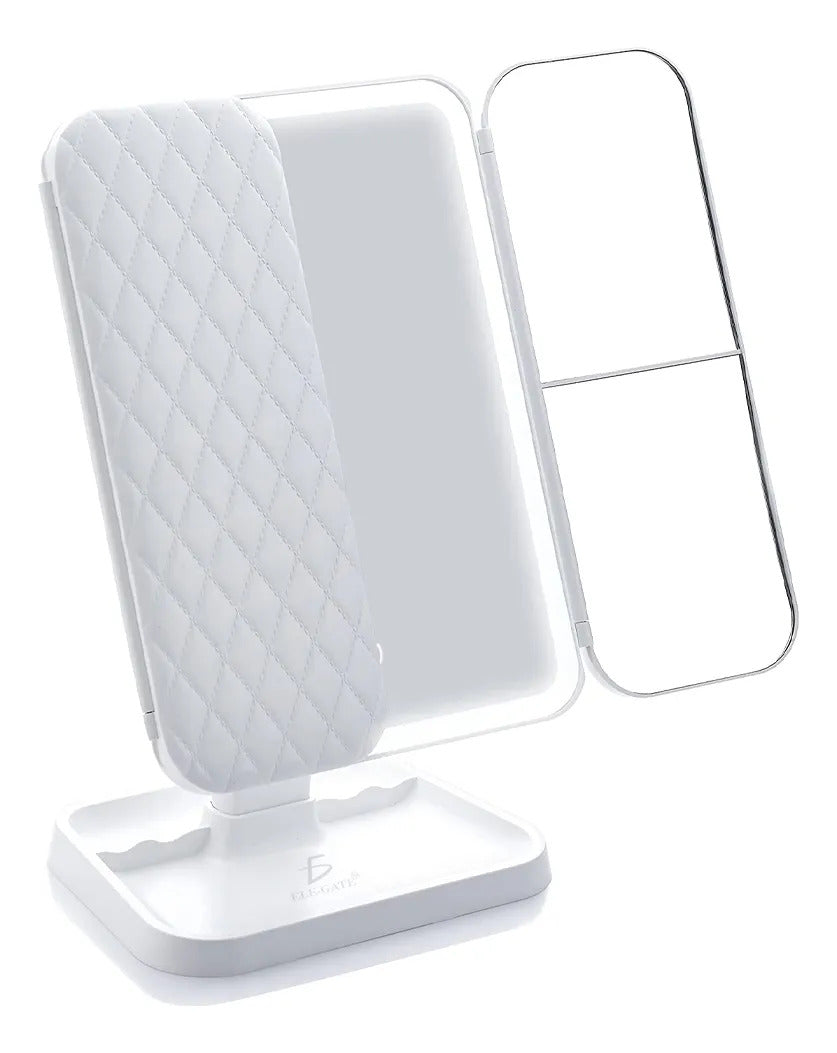 Espejo De Maquillaje Iluminado De Tres Pliegues Luz Led Con
