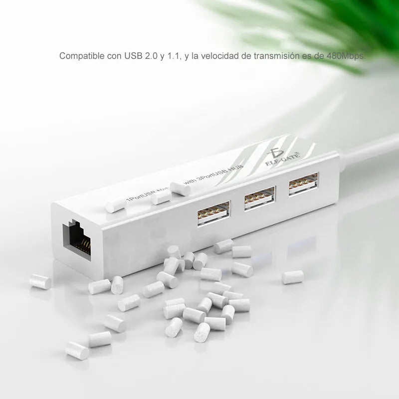 Hub 2.0 Usb Rj45 Rapido Ethernet Compatible Con Mac Pc 10