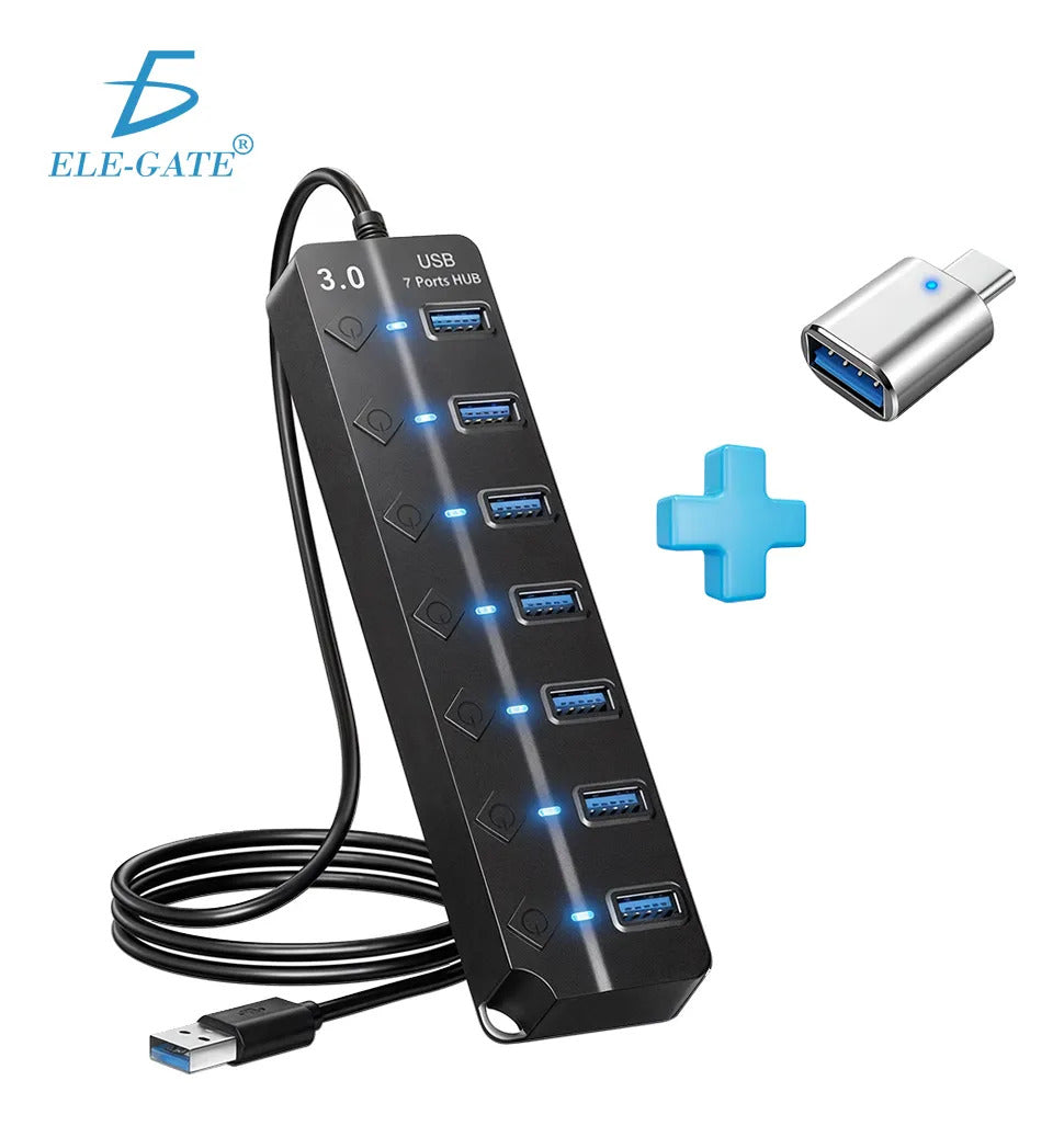 Hub Usb 3.0 De 7 Puertos Con Interruptores Individuales Con