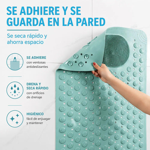 Tapete De Baño 69 X 39 Cm Con Ventosas Y Zona De Masaje