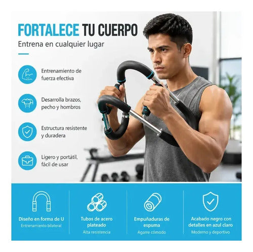 Ejercitador De Brazos Y Pecho Tipo U Con Resorte De Acero Negro