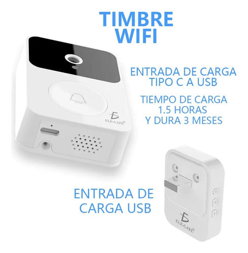 Timbre De Puerta Inalámbrico Con Mirilla Lcd Cámara Wifi