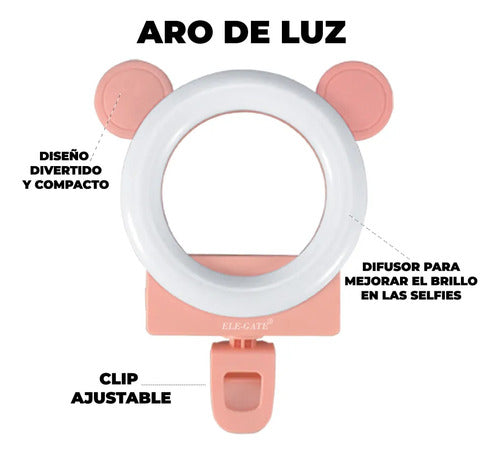 Aro De Luz Led Con Soporte Para Celular Antideslizante