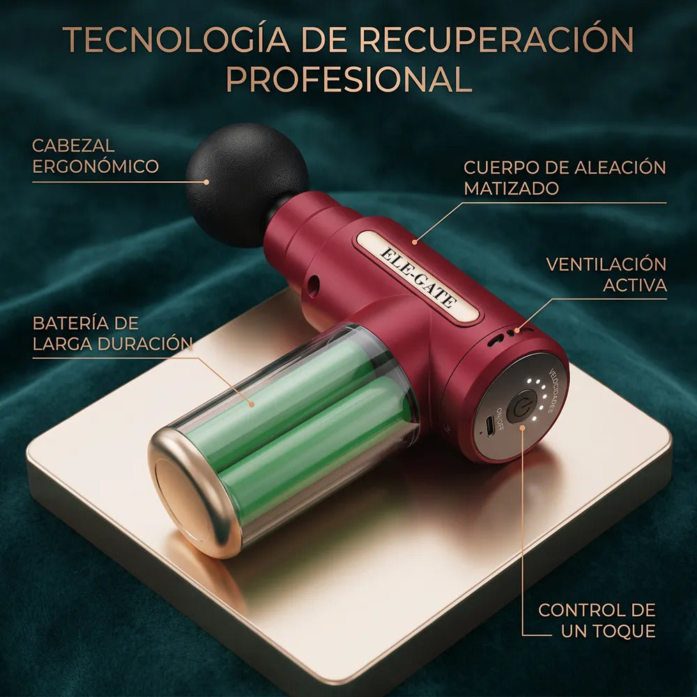 Mini Pistola De Masaje Muscular Portátil Rojo Carmín Con