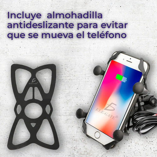 Soporte De Teléfono Para Motocicleta Con Cargador Usb Y