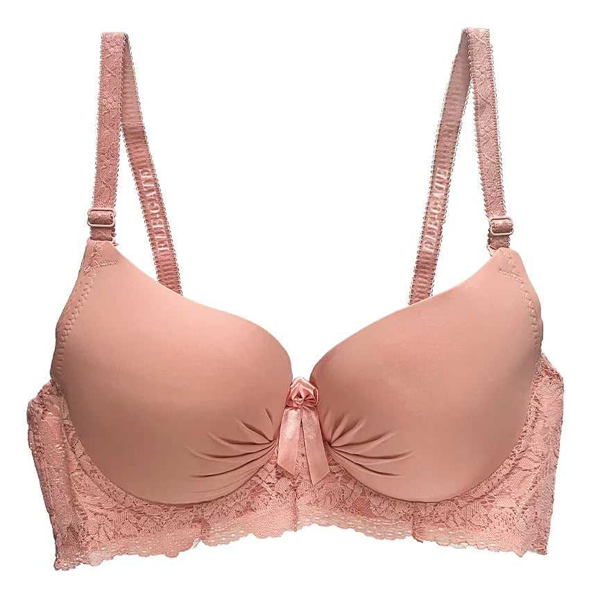 Brasier con encaje de copa completa coral M