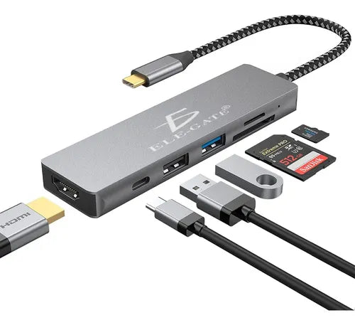 Hub Adaptador 6 En 1 Con Salida Tipo-c Usb 3.0