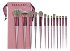 Set De 13 Brochas Color Rosa Con Mango Barnizado