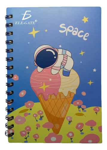 Cuaderno De 80 Hojas Rayadas Con Portada Espacial Y Espiral