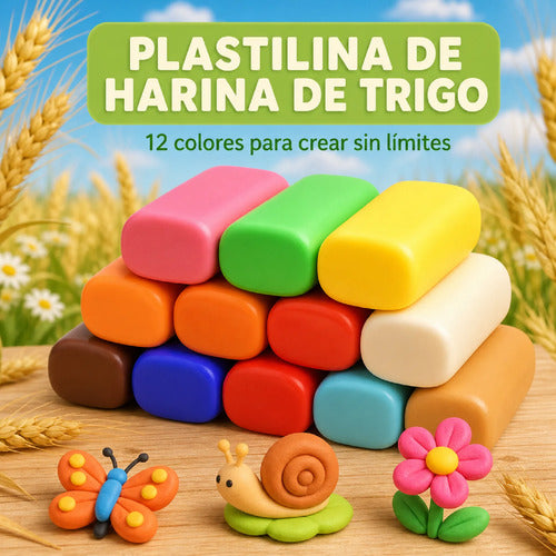 Plastilina De Harina De Trigo 12 Colores Para Moldear