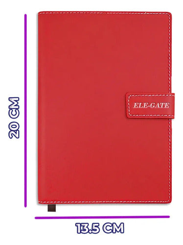 Cuaderno Rojo Tipo Agenda Con Portada Acolchada Y Cierre