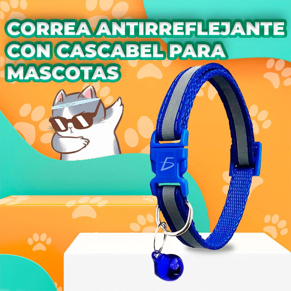 Collar Reflectante Con Campana Para Mascotas Verde